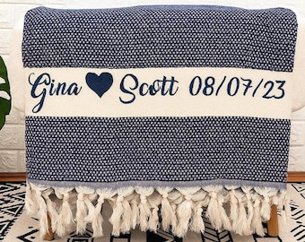 Cotton Anniversary Gift, Personalized Gift for Mom, Custom Wedding Woven Blanket Gift, Housewarming