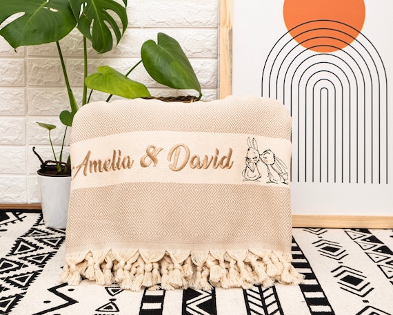 Personalised Blanket for Adults, Mom Blanket, Cotton Anniversary Gift, Custom Wedding Gifts