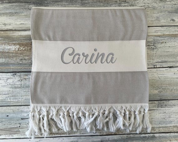 Personalized Striped Turkish Beach Towel Set of 2: Bachelorette Gifts
