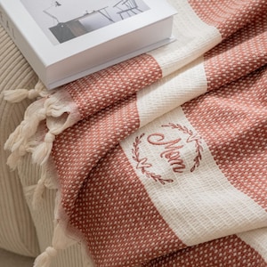 Cotton Anniversary Gift, Personalized 2nd Anniversary Gift, Custom Wedding Blanket, Mom Blanket image 18