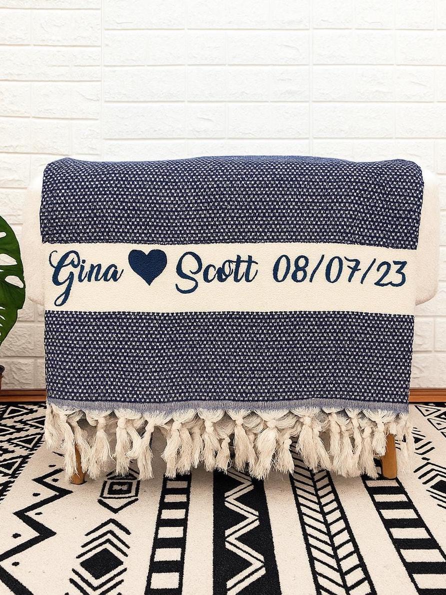 Cotton Anniversary Gift, Personalized 2nd Anniversary Gift, Custom Wedding Blanket, Mom Blanket