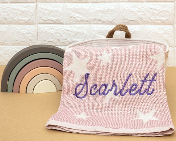 100% Organic Cotton Personalized Baby Blanket with Stars, Custom Baby Name Blanket, Baby Gift Blanket for New Mom, Babydecke mit Namen
