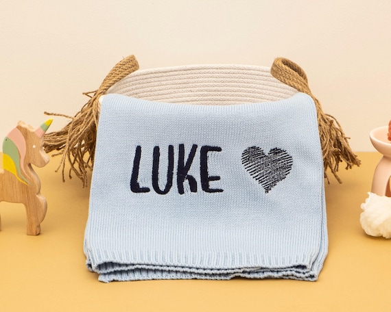 Personalized Knit Baby Blanket Organic Cotton, Baby Gift for New Mom, Custom Baby Name Blanket, Babydecke mit Namen, Babygeschenk