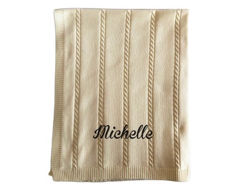 Personalized Knit Baby Blanket, Custom Baby Blanket, Baby Blankets Personalized Boy Girl, Baby Girl Boy Gift Personalized