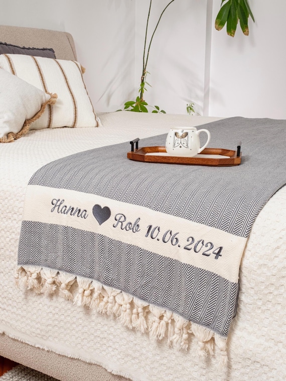 Personalized Cotton Anniversary Blanket, King Size