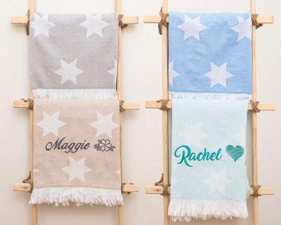 Personalized Turkish Beach Towel Set: Cotton Bachelorette Party Sarong