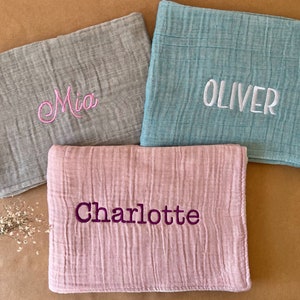 Personalized Muslin Baby Blanket, Custom Embroidered Baby Blanket, Baby Gift, Baby Shower Gifts, Gifts for Baby