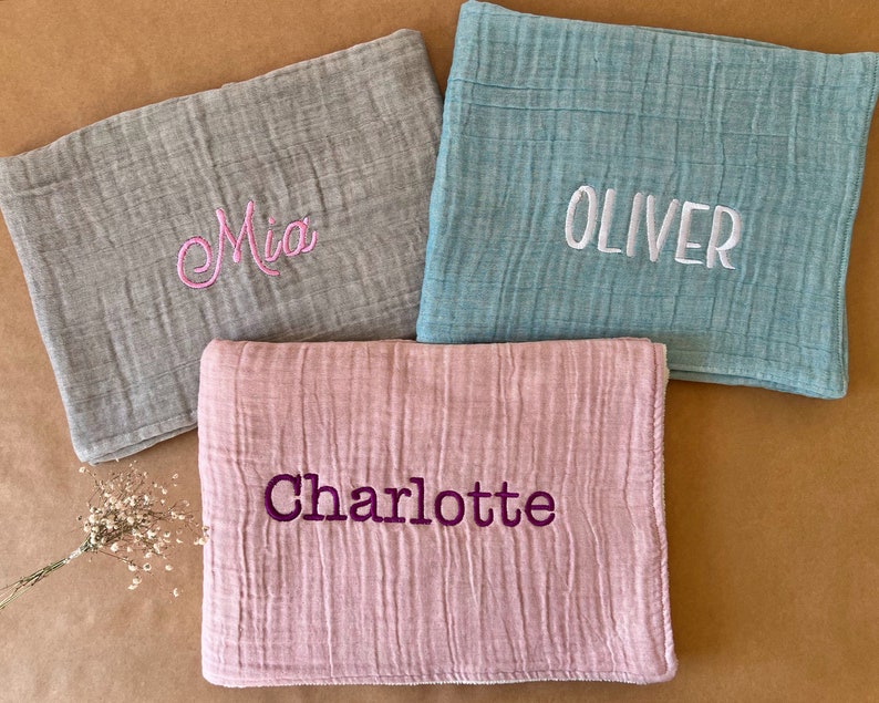 Personalized Muslin Baby Blanket With Name Custom Newborn Etsy