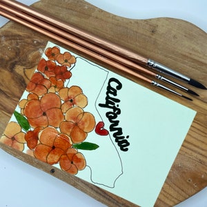 Cartão postal botânico de papoulas da Califórnia (conjunto de 4)