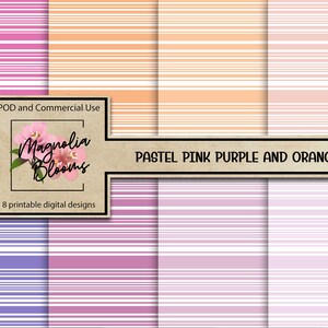 8 Pink Purple and Orange Stripes Stationery and Digital Backgrounds Sublimation POD and Commercial Use INCLUDED!