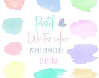 Pastel Watercolor Paint Blotches Transparent PNGS Watercolour  Clip Art