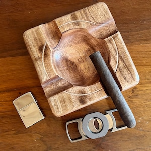 Handmade Wood Cigar Ashtray