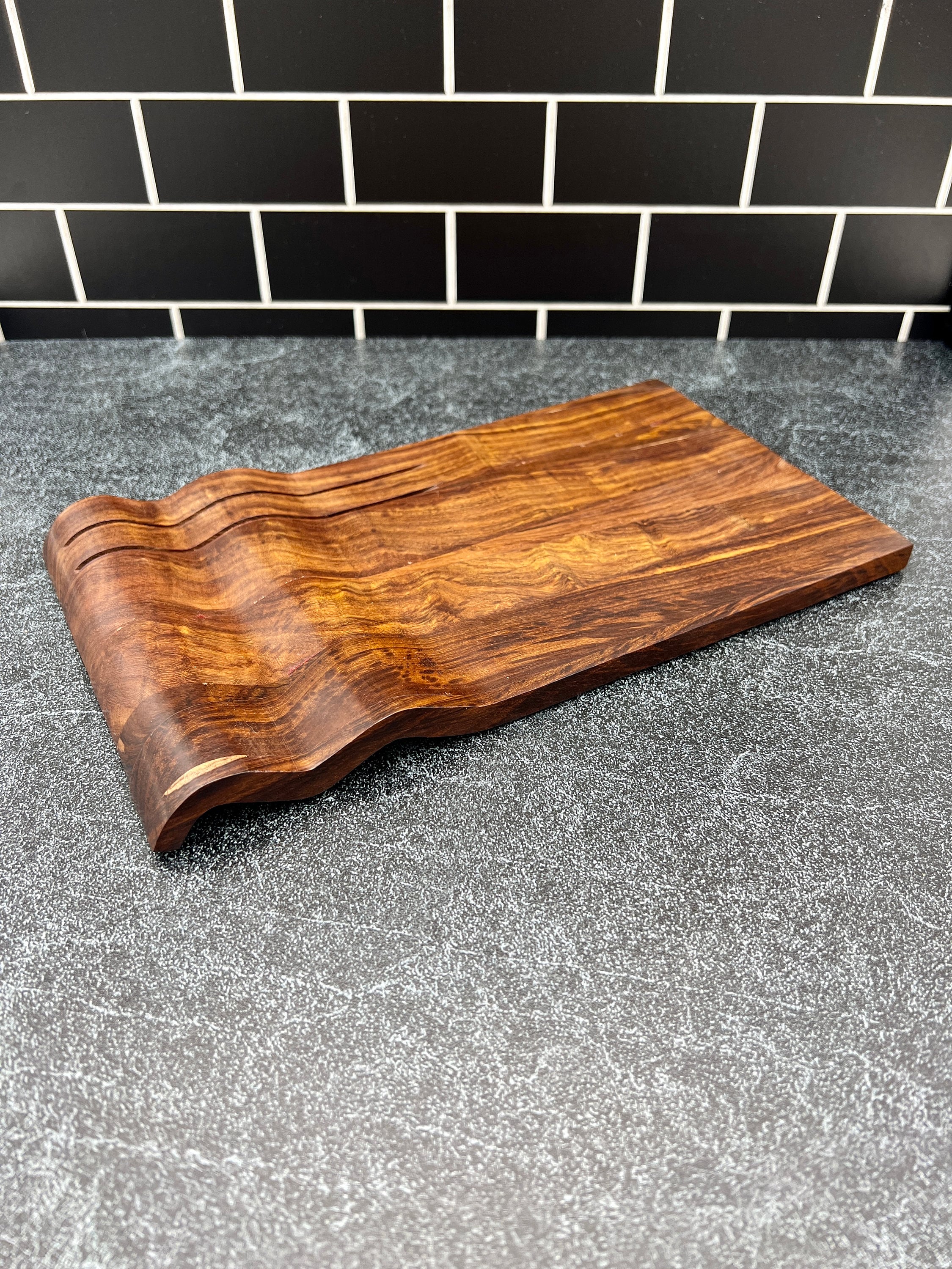 Wooden Charcuterie Board - Built in cracker holder and Knife holder 12" x 7"