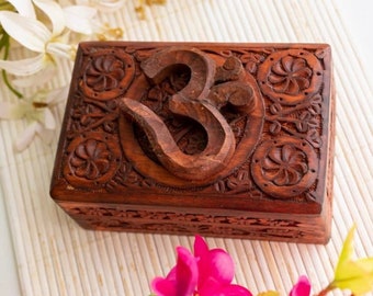 Handcarved wooden box.