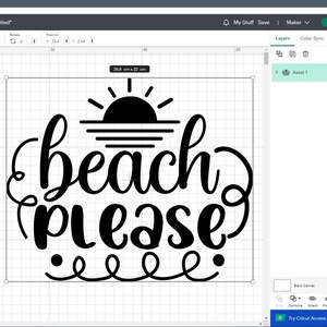 May include: Black and white graphic design with the text "beach please" in a stylized font. A stylized sun and waves are above the text.