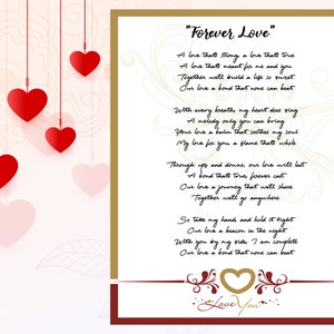 Love Forever Poem, Love Poem, Love Poems,  Digital Poem, Anniversary Gift, Romantic Poem, Wedding Gift, Love Quote, Digital Download