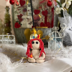 Fire element incense holder doll - Handmade esoteric figurine - Spiritual witchcraft decoration - rituals