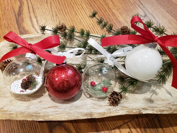 Red and white glass christmas ornaments Clearance