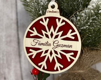 Personalized Basswood and Acrylic Christmas Snowflake Ornament