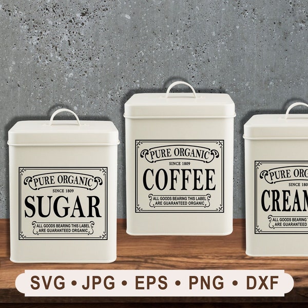 Keuken Label svg (6 Designs), Keuken Label svg, Koffie Sugar Creamer Label SVG, Keuken Label Printable, Keuken Cricut, Digitale Download