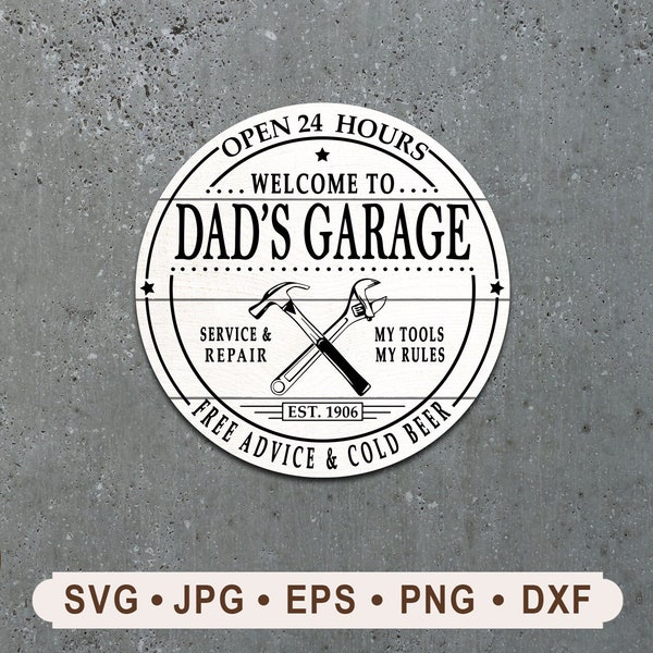 Dad's Garage Sign SVG, Farmhouse Sign SVG, Service & Repair Sign Printable, Dad's Garage Sign Cricut, Vintage Garage Sign, Digital Download