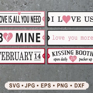 Valentine Sign SVG (6 Designs), Valentine Bundle Printable, Valentine Graphics Bundle, Vintage Valentine Sign, Cricut, Digital Download,