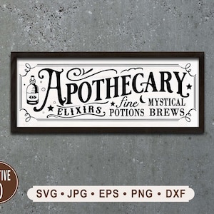 Halloween Apothecary Sign SVG, Vintage Halloween SVG, Elixirs, Potions, Halloween Brews, Potions Graphic, Printable File, Cricut, Digital