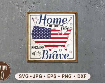 Patriotic Map Sign SVG, 4th of July Printable (Digital Download)