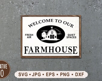 Welcome To Our Farmhouse Sign SVG, Farmhouse Sign SVG, Fresh Air Quiet Spaces Sign, Farmhouse Graphic, Cricut, Digital download