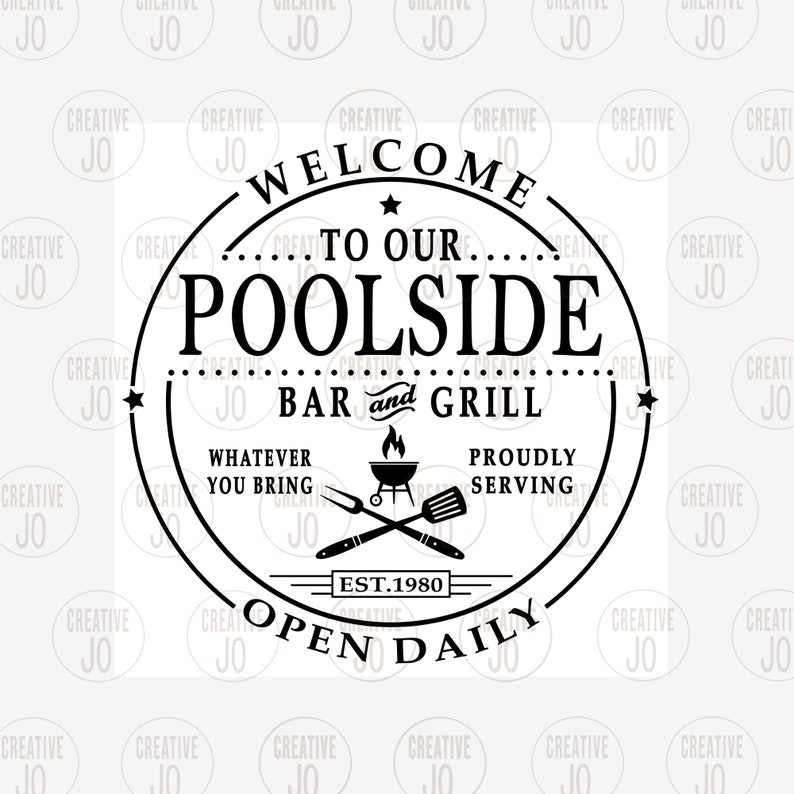 Pool Side Bar and Grill Sign SVG Poolside Sign SVG Bar and Etsy