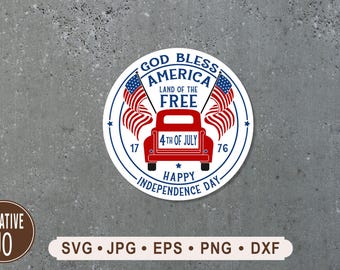 God Bless America Sign, Land of the Free Truck Art (Digital Download)