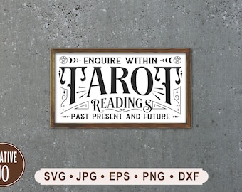 Signe de lecture de tarot SVG, diseuse de bonne aventure imprimable (téléchargement numérique)