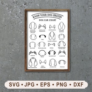Know Your Dog Breeds Sign SVG, Dog Ear Chart Sign SVG, Dog Breed Chart Sign, Vintage Dog Sign, Dog Printable File, Cricut, Digital Download