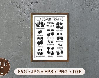 Dinosaur Tracks Field Guide Print, Dinosaur Graphics Decor (Digital Download)