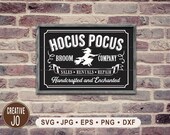 Hocus Pocus Broom Co. Vintage Halloween Sign SVG, Witch Graphic (Digital Download)