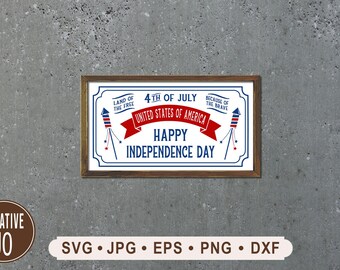 Happy Independence Day Sign SVG, Land of the Free Patriotic (Digital Download)