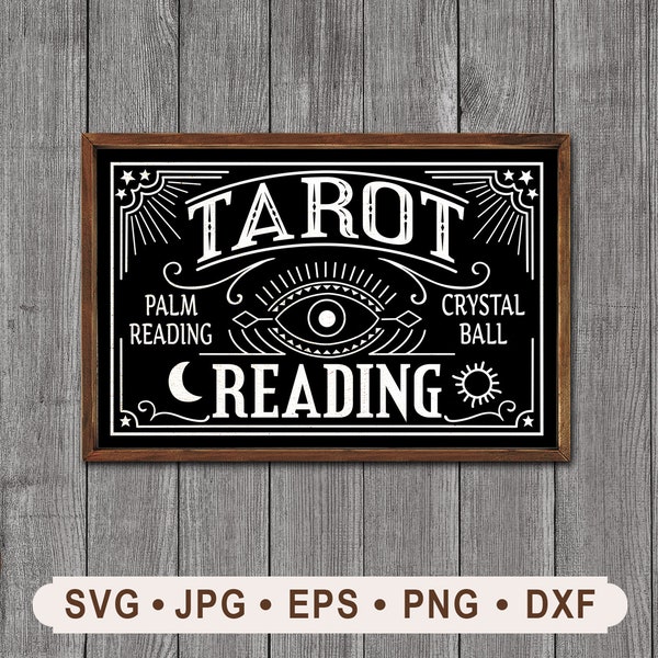 Tarot Reading Sign svg, Vintage Halloween svg, Tarot Reading Printable File, Palm Reading Sign, Crystal Ball Sign, Cricut, Digital Download