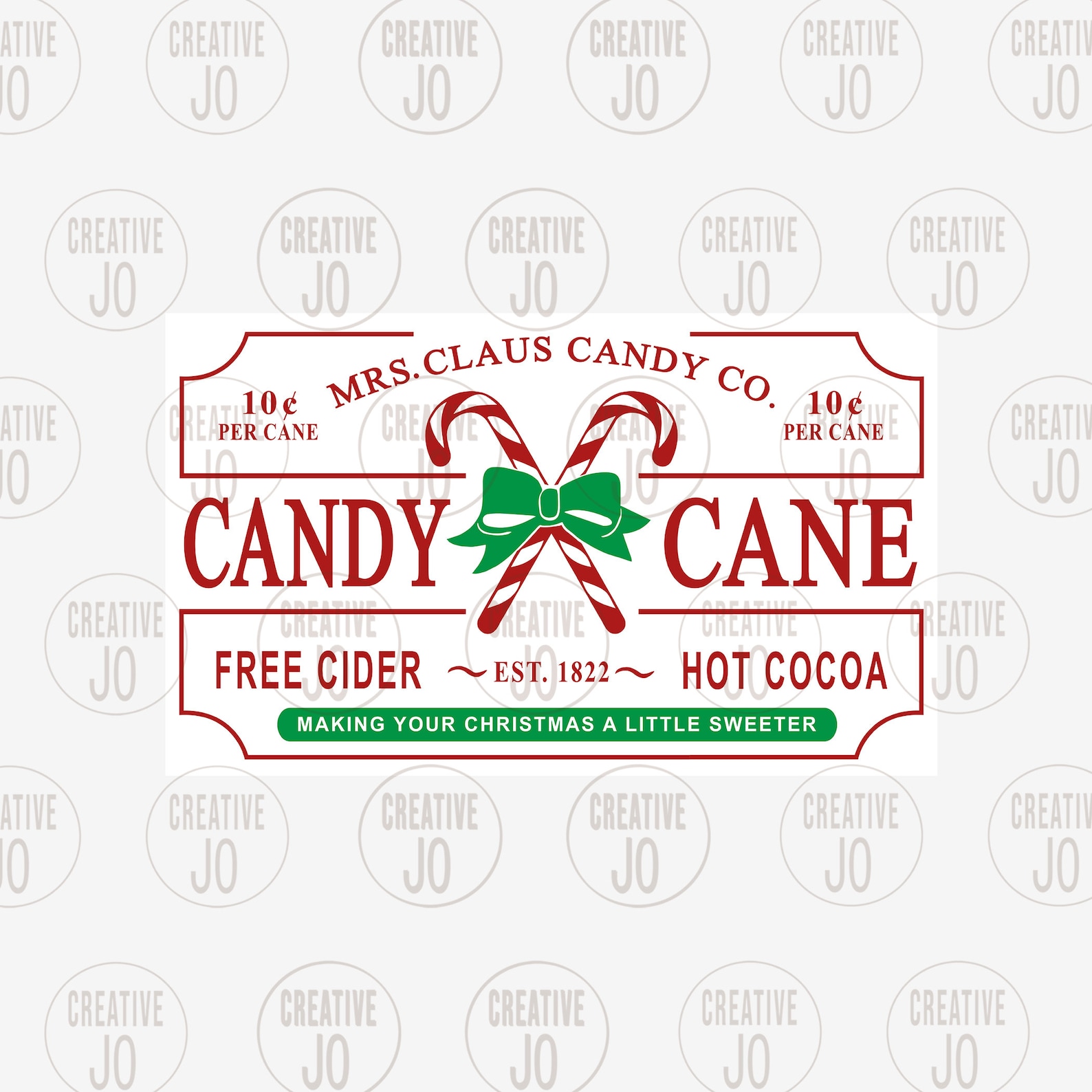 Candy Cane Sign SVG Vintage Christmas SVG Printable File Etsy