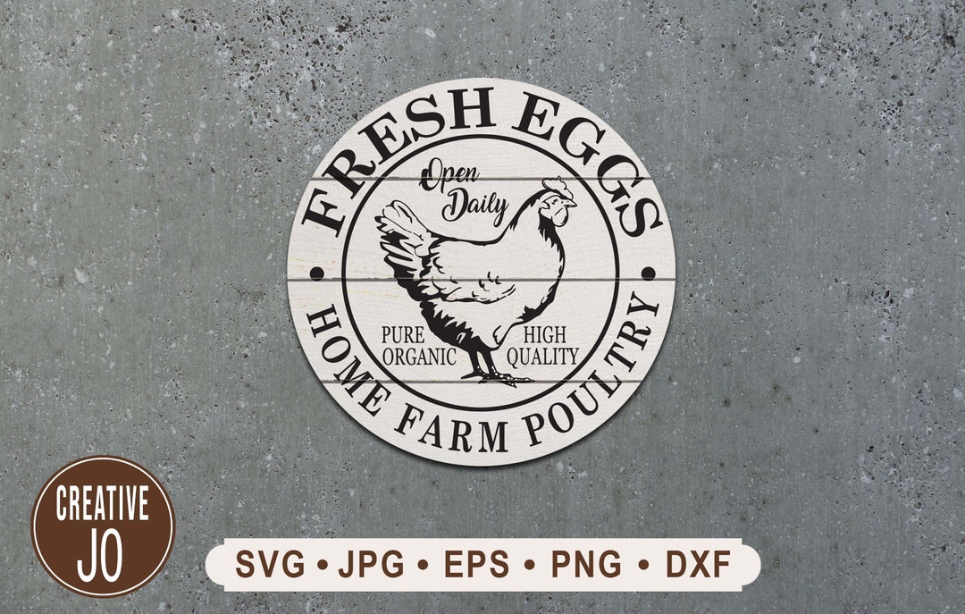 Vintage Fresh Egg Sign SVG, Home Farm Poultry Sign, Pure Organic Egg