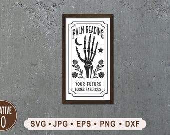 Palm Reading SVG Sign, Fortune Teller Hand Art, Halloween Cricut Design (Digital Download)