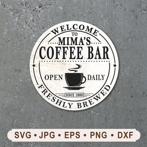 Bienvenido a Mima&#39;s Coffee Bar Letrero personalizado