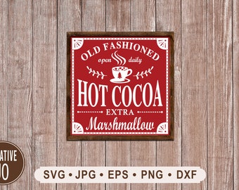 Vintage Hot Cocoa Sign SVG, Christmas Printable (Digital Download)
