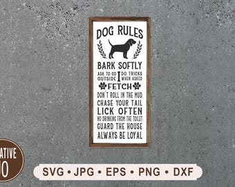 Dog Rules Sign SVG, Pet Paw Graphics, Dog Silhouette Cricut File (Digital Download)