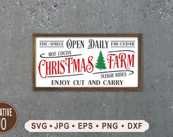 Christmas Farm Sign SVG, Hot Cocoa Sleigh Rides (Digital Download)