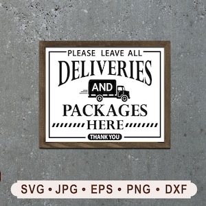 Placa SVG "Deixe aqui as entregas e pacotes", Placa SVG "Deixe aqui os pacotes", Imprimível, Cricut, Deixe os pacotes aqui, Download digital,