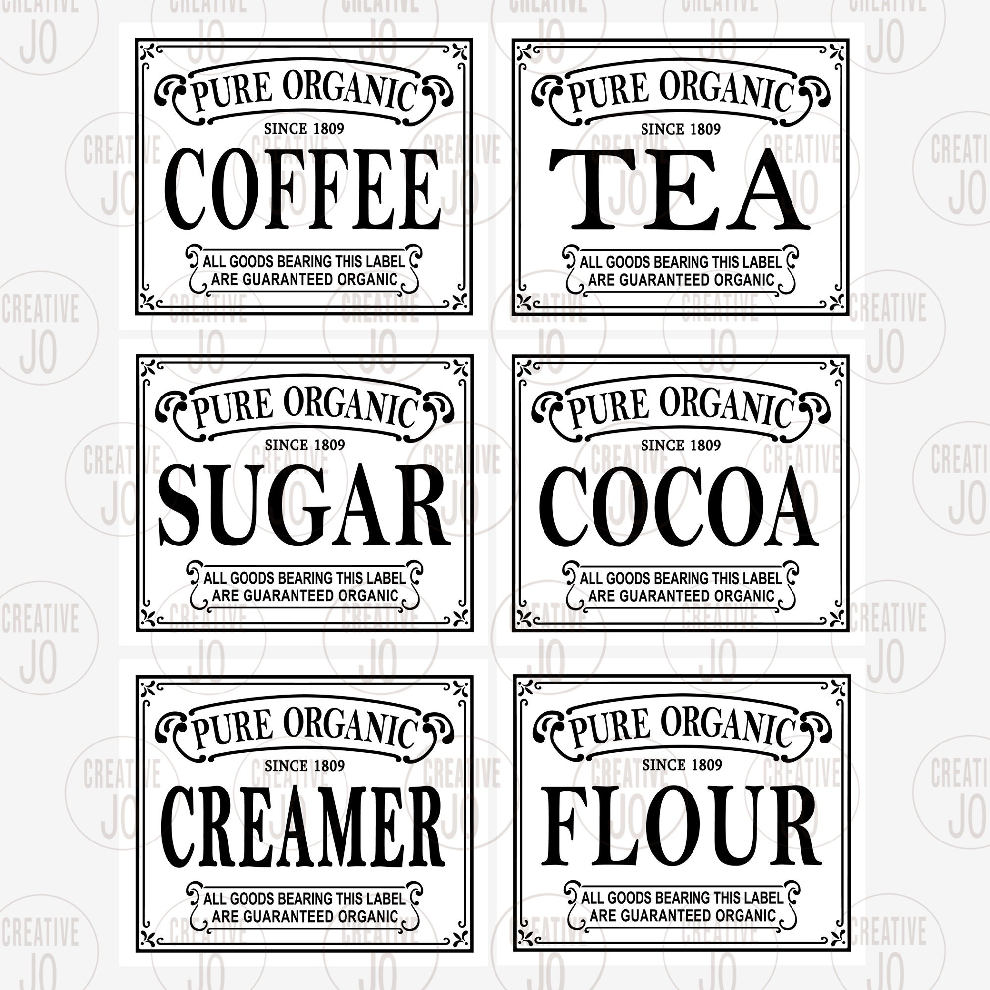 Kitchen Labels SVG, Coffee Sugar Creamer, Printable Decals (digital ...