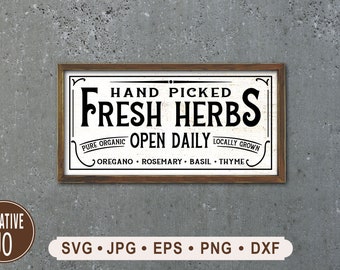 Fresh Herbs Sign SVG, Pure Organic Printable (Digital Download)