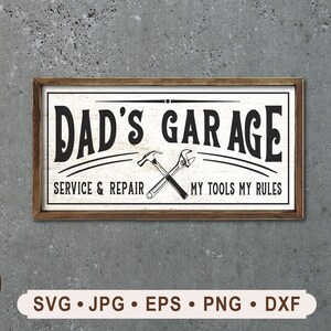 Segno di garage di papà SVG, Segno di fattoria SVG, Segno di servizio e riparazione stampabile, Segno di garage di papà Cricut, Segno di garage vintage, Download digitale