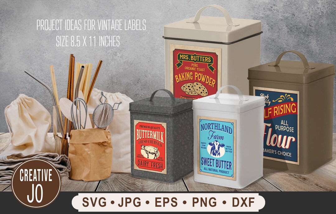 Vintage Kitchen Labels, Vintage Baking Labels, Bundles Kitchen Labels ...
