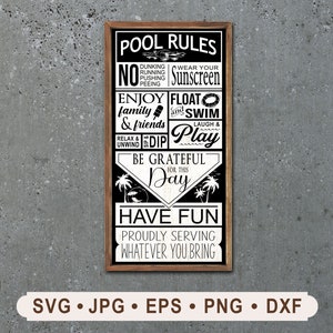 Pool Rules Sign svg, Poolside Sign svg, Swimming Pool Rules Graphic, Poolside Sign Cricut, Poolside Rules Printable, Digital Download